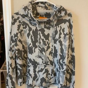 Cowl neck camo sweatshirt